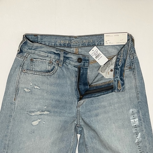 American Eagle Skater Jeans 27/4L Long High Rise Wide Leg Distressed Light Wash - Picture 8 of 16